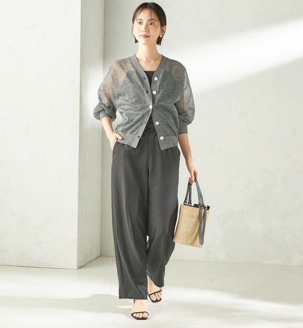 SHIPS for women「《一部追加予約》〈手洗い可能〉麻混 シアー Vネック カーディガン」|カーディガン|