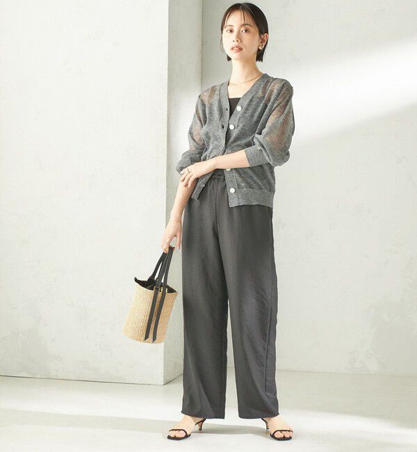 SHIPS for women「《一部追加予約》〈手洗い可能〉麻混 シアー Vネック カーディガン」|カーディガン|