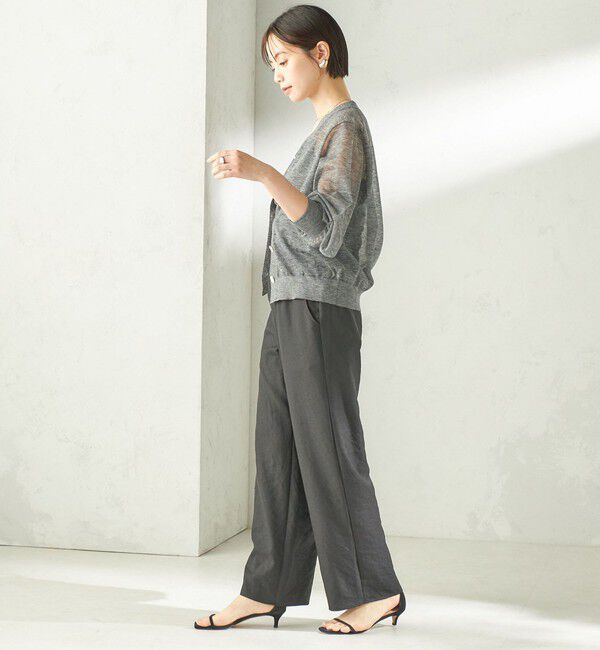 SHIPS for women「《一部追加予約》〈手洗い可能〉麻混 シアー Vネック カーディガン」|カーディガン|