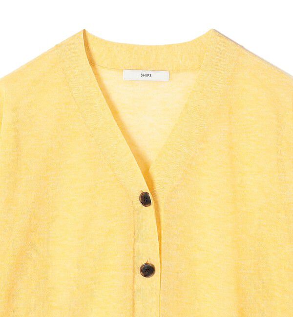 SHIPS for women「《一部追加予約》〈手洗い可能〉麻混 シアー Vネック カーディガン」|カーディガン|
