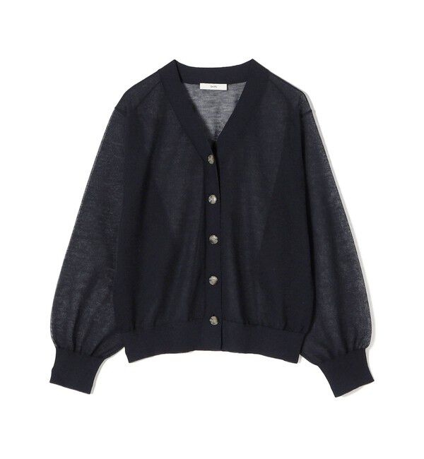 SHIPS for women「《一部追加予約》〈手洗い可能〉麻混 シアー Vネック カーディガン」|カーディガン|