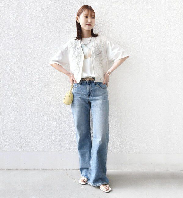 SHIPS for women「〈手洗い可能〉オープン ワーク レース 刺繍 ベスト」|ベスト・ジレ|