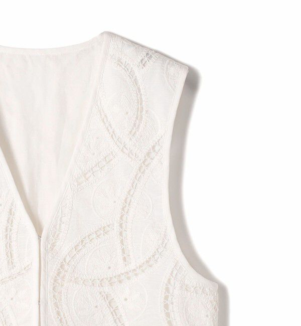 SHIPS for women「〈手洗い可能〉オープン ワーク レース 刺繍 ベスト」|ベスト・ジレ|