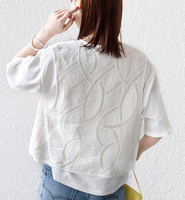 SHIPS for women「〈手洗い可能〉オープン ワーク レース 刺繍 ベスト」|ベスト・ジレ|