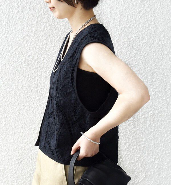 SHIPS for women「〈手洗い可能〉オープン ワーク レース 刺繍 ベスト」|ベスト・ジレ|
