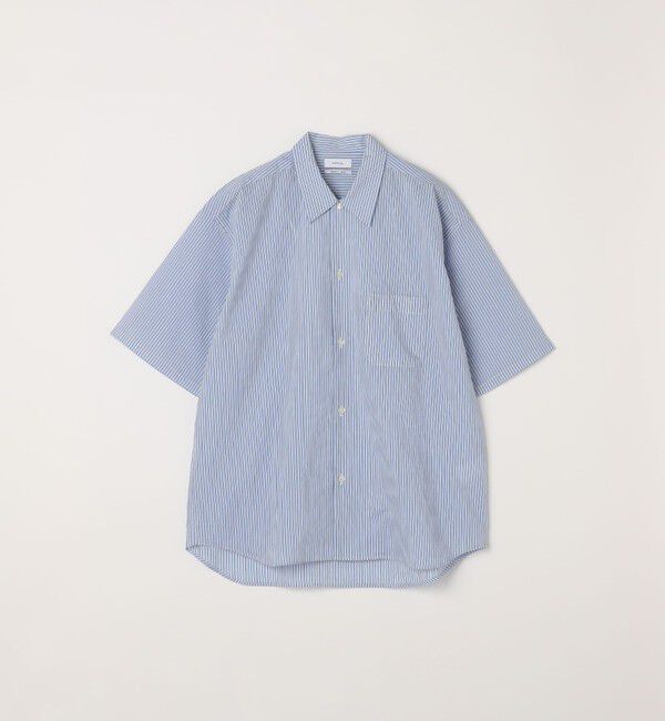 SHIPS any「SHIPS any: JAPAN MADE ブルー ストライプ/ソリッド レギュラーカラー 半袖 シャツ◆」|シャツ・ブラウス|