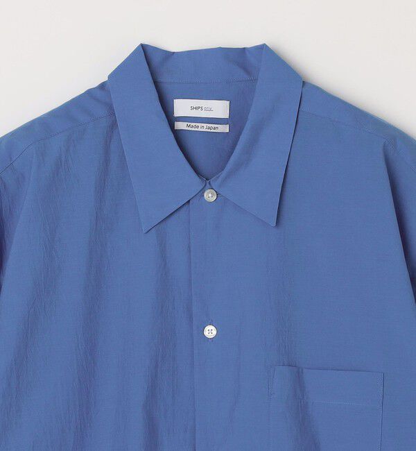 SHIPS any「SHIPS any: JAPAN MADE ブルー ストライプ/ソリッド レギュラーカラー 半袖 シャツ◆」|シャツ・ブラウス|