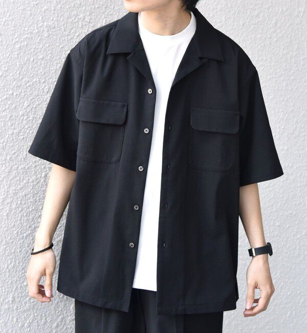 SHIPS any「SHIPS any:〈通気性/遮熱/吸水速乾〉CALCULO(R) サマー トロピカル ポケット シャツ(セットアップ対応)◆」|シャツ・ブラウス|ブラック