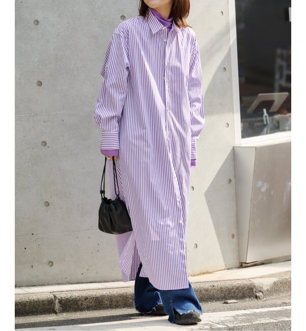 OUTDOOR PRODUCTS Usual Things「コットンポリエステルロンストシャツワンピース」|ワンピース|パープル B