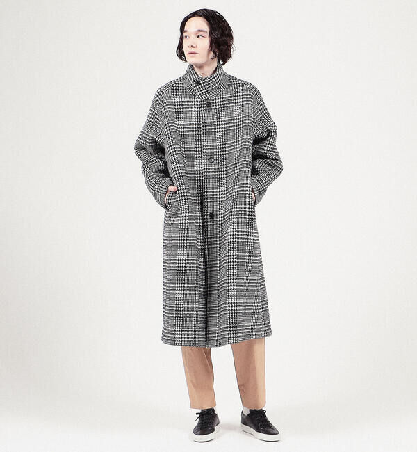CABaN「CABaN ウールダブルフェイス グレンチェックスタンドカラーコート」|ステンカラーコート|