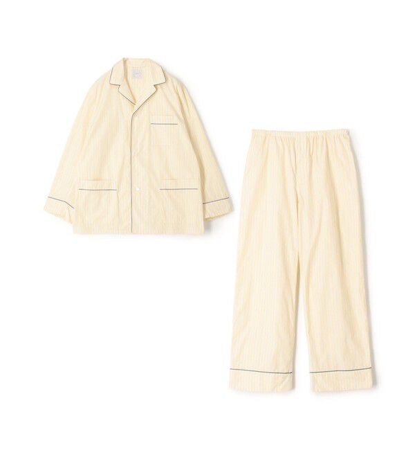 TOMORROWLAND HOME「コットンブロードストライプ パジャマ（メンズ）」|ルームウェア|24 イエロー系