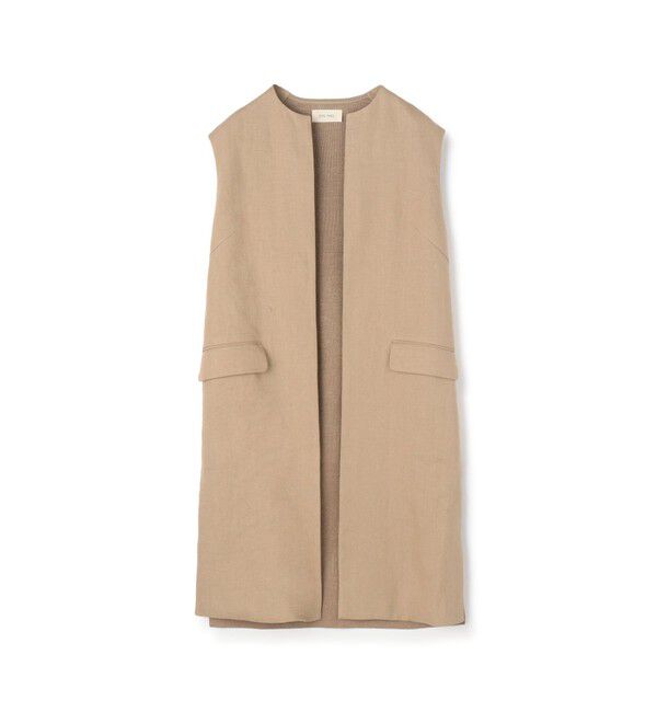 DES PRES「リネンファブリックコンビ ロングジレ」|ベスト・ジレ|43 ベージュ