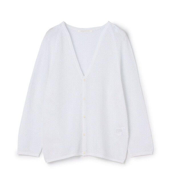 GALERIE VIE「クレープコットンメッシュ Vネックカーディガン」|カーディガン|11 ホワイト