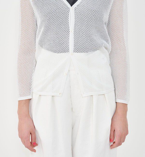 GALERIE VIE「クレープコットンメッシュ Vネックカーディガン」|カーディガン|