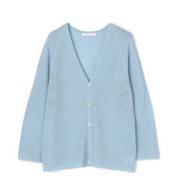 GALERIE VIE「クレープコットンメッシュ Vネックカーディガン」|カーディガン|61 ライトブルー