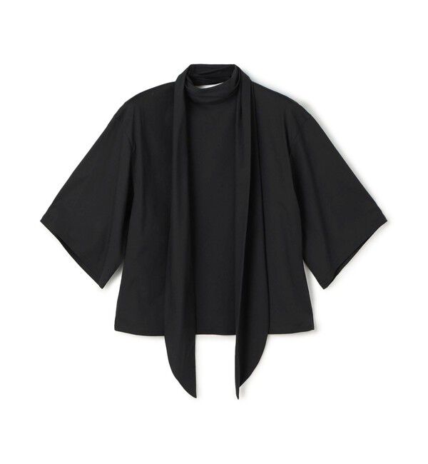 DES PRES「コットンストレッチポプリン タイブラウス」|シャツ・ブラウス|19 ブラック