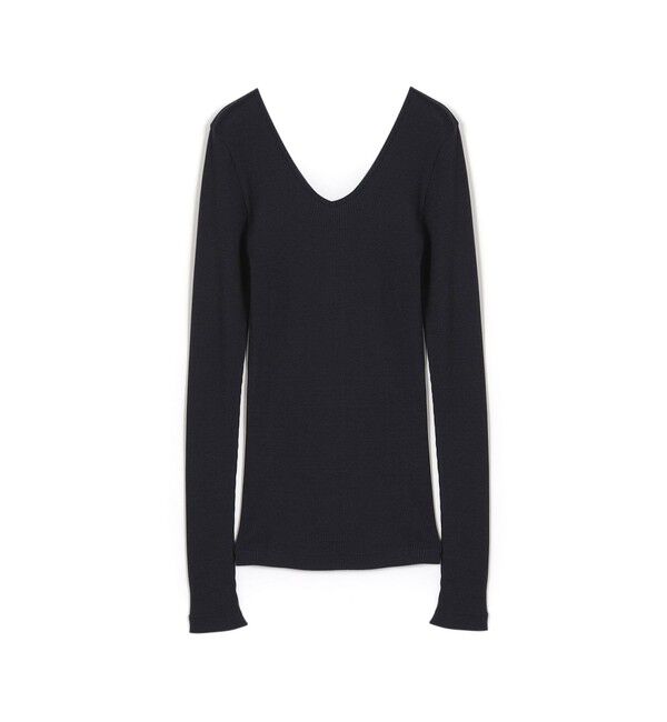 DES PRES「シルクコットンリブ Uネックプルオーバー」|Tシャツ・カットソー|69 ネイビー