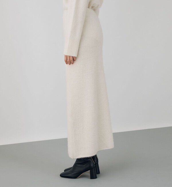 DES PRES「フォックスカシミヤ Iラインロングスカート」|タイト|