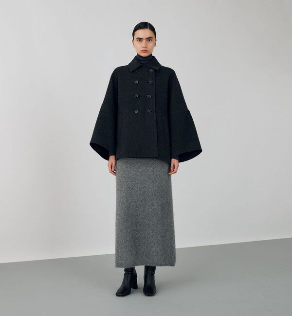 DES PRES「フォックスカシミヤ Iラインロングスカート」|タイト|