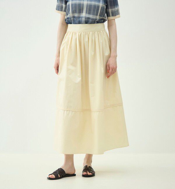 MACPHEE「クリスピータフタ ギャザーマキシスカート」|フレア|
