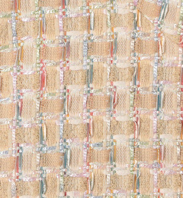 TOMORROWLAND collection「ベージュファンシー ハーフスリーブジャケット」|ノーカラージャケット|