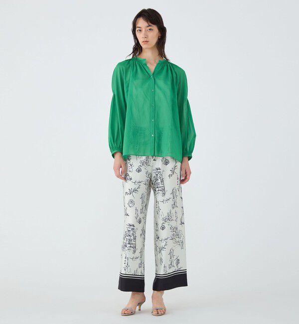 TOMORROWLAND collection「シャイニーオーガンジー シャーリングブラウス」|シャツ・ブラウス|