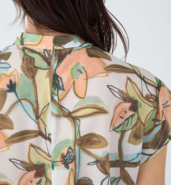 TOMORROWLAND collection「ミューラルリーフプリント ツイストドレープブラウス」|シャツ・ブラウス|