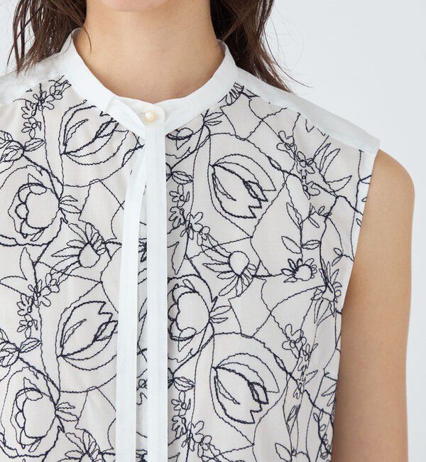 TOMORROWLAND collection「サンフラワーエンブロイダリーコンビ ボウタイブラウス」|シャツ・ブラウス|