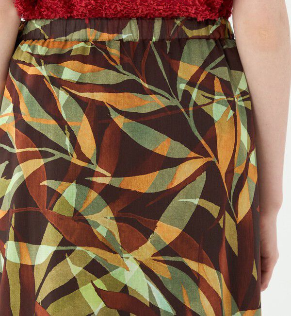 Ballsey「スタックリーフプリント ロングギャザースカート」|フレア|