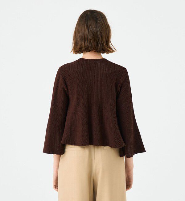 Ballsey「ブークレーミラノリブボーダー フレアカーディガン」|カーディガン|