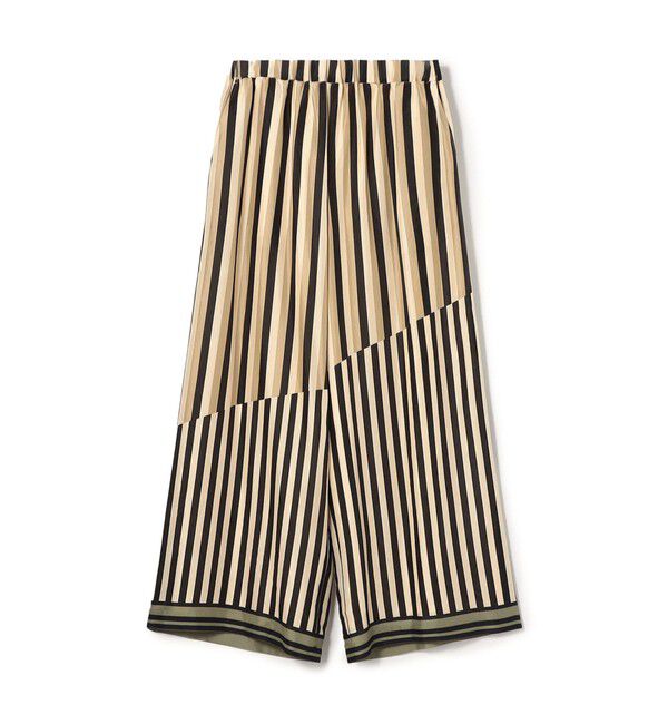GALERIE VIE「シルクハブタエストライププリント ワイドイージーパンツ」|その他|46 ブラウン系