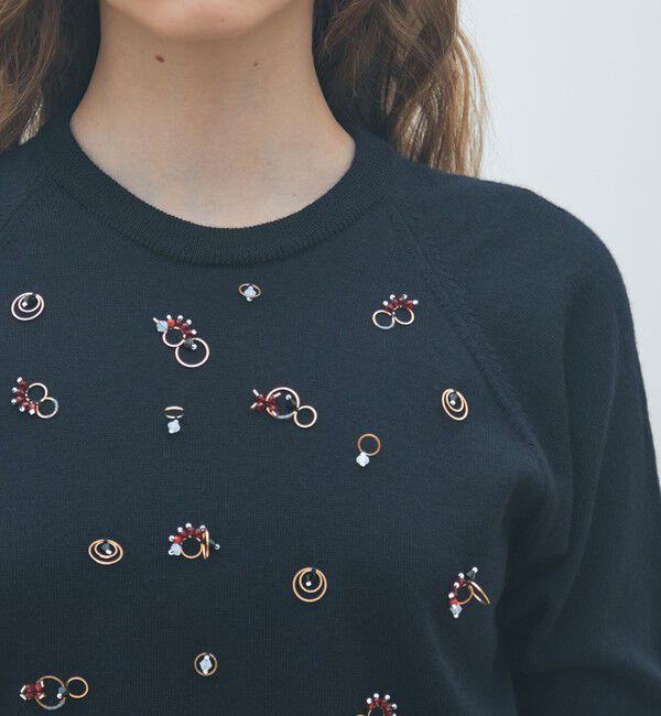 MACPHEE「ウールビジュー ハーフスリーブプルオーバー」|ニット・セーター|