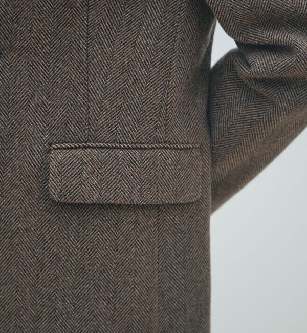 MACPHEE「アルパカヘリンボーン カラーレスジャケット」|ノーカラージャケット|