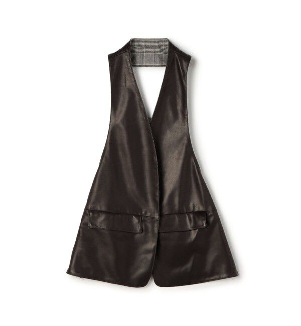 GALERIE VIE「スムースカーフ カラーレスベスト」|ベスト・ジレ|49 ダークブラウン