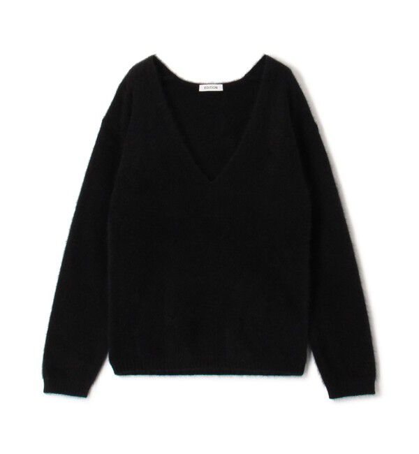 Edition「フォックスシャギー Vネックニット」|ニット・セーター|19 ブラック