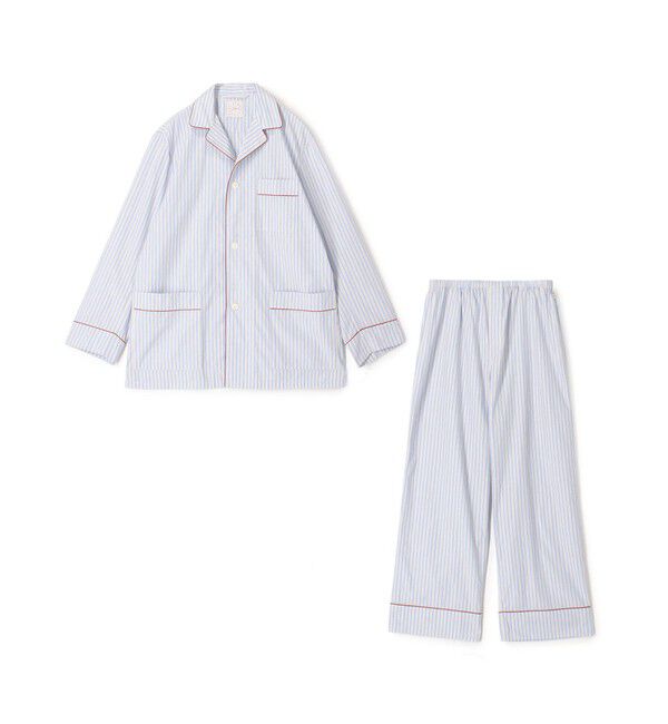 TOMORROWLAND HOME「コットンブロードストライプ パジャマ（メンズ）」|ルームウェア|66 ブルー系