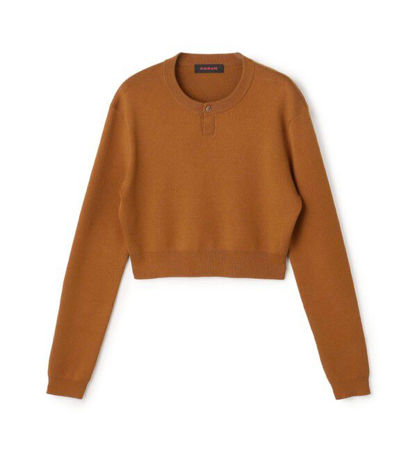 CABaN「コットンカシミヤ ヘンリーネッククロップドプルーバー」|ニット・セーター|45 キャメル