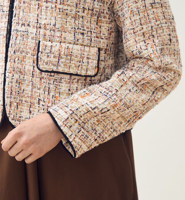 TOMORROWLAND collection「ホロウファンシーツイード ノーカラートリミングジャケット」|ノーカラージャケット|