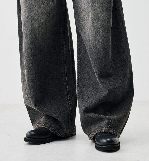 Edition「ブラックデニム バルーンパンツ」|デニム|