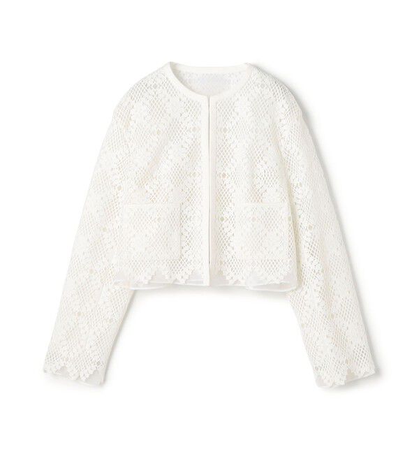 DES PRES「【WEB先行予約】ブルームリーフレース レイヤードノーカラージャケット」|ノーカラージャケット|11 ホワイト