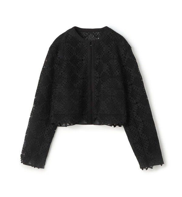 DES PRES「【WEB先行予約】ブルームリーフレース レイヤードノーカラージャケット」|ノーカラージャケット|19 ブラック