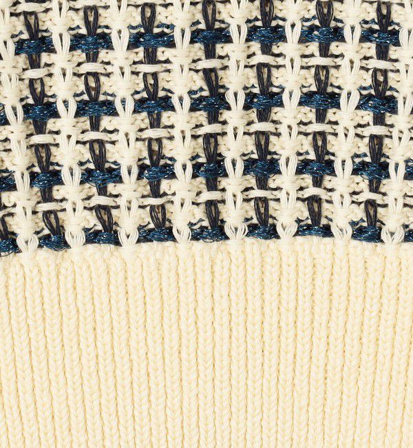 MACPHEE「ギマコットンチェック スクエアネックプルオーバー」|ニット・セーター|