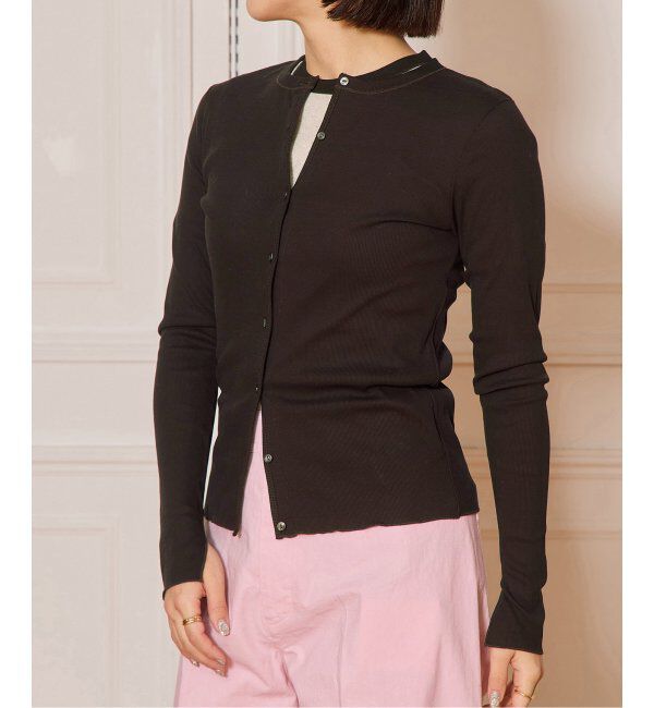 IENA LA BOUCLE「IENA LA BOUCLE ライトリブクルーネックカーディガン」|カーディガン|