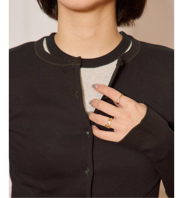 IENA LA BOUCLE「IENA LA BOUCLE ライトリブクルーネックカーディガン」|カーディガン|