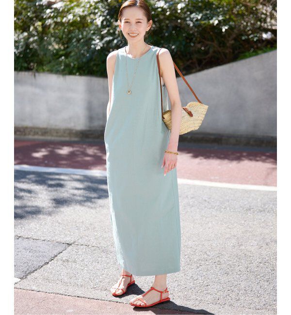 SLOBE IENA「リネンレーヨンノースリーブナローワンピース」|ワンピース|
