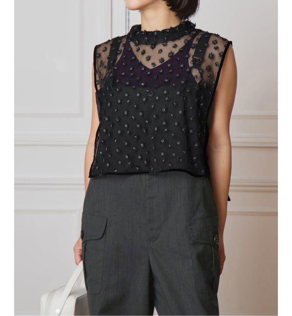 IENA LA BOUCLE「IENA LA BOUCLE フラワーモチーフチュールベスト」|シャツ・ブラウス|