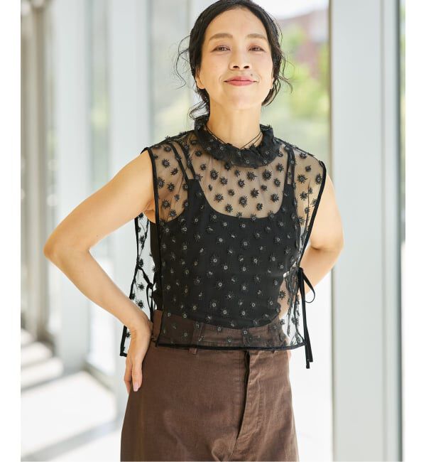 IENA LA BOUCLE「IENA LA BOUCLE フラワーモチーフチュールベスト」|シャツ・ブラウス|