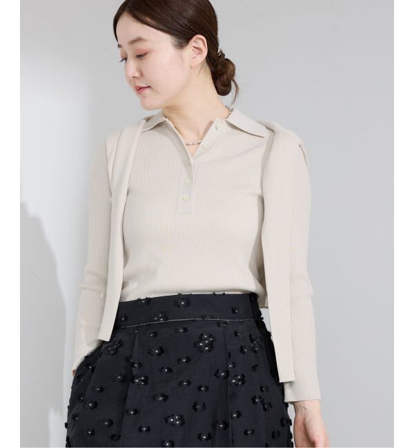 IENA「ECO SPLASH 襟付きリブプルオーバー」|ニット・セーター|