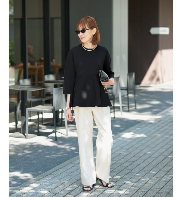 VERMEIL par iena「《追加4》ダブルクロスストレッチパンツ」|スラックス|