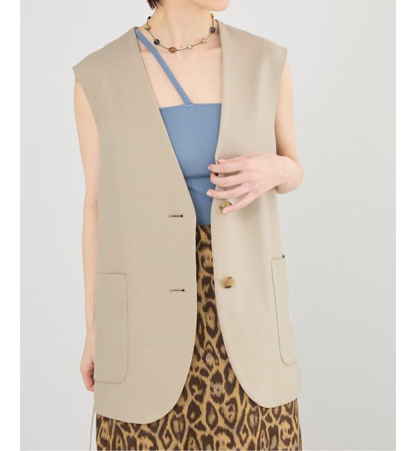 IENA「《セットアップ対応》ウォッシャブル シャークツイード ジレ」|その他|ベージュ